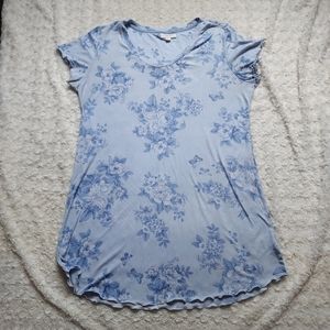 Laura Ashley comfy blue Floral Butterfly pajama nightgown - Large